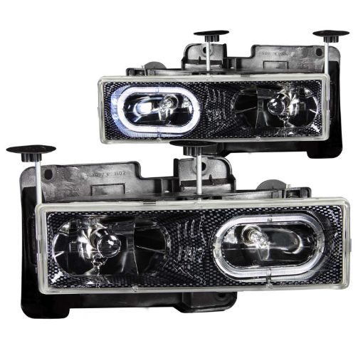 Bild på ANZO 1988 - 1998 Chevrolet C1500 Crystal Headlights Carbon w Halo