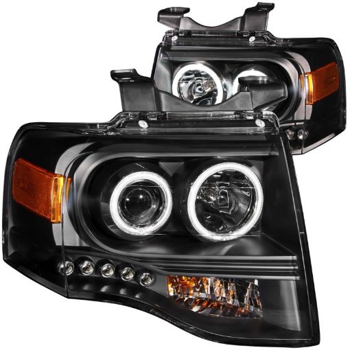 Bild på ANZO 2007 - 2014 Ford Expedition Projector Headlights w Halo Black