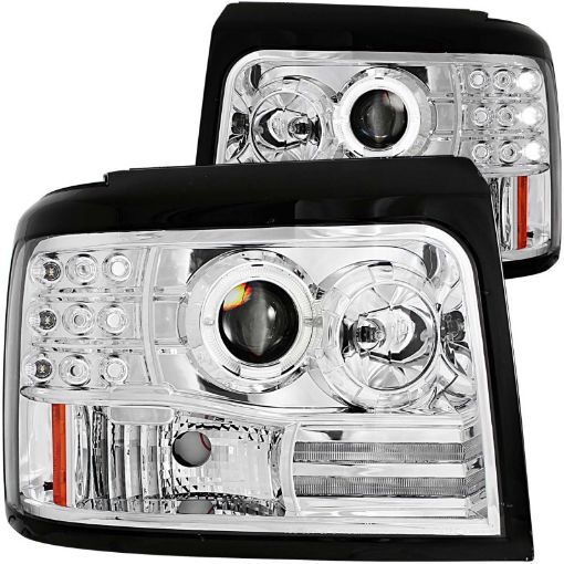 Bild på ANZO 1992 - 1996 Ford F - 150 Projector Headlights w Halo Chrome w Side Markers and Parking Lights