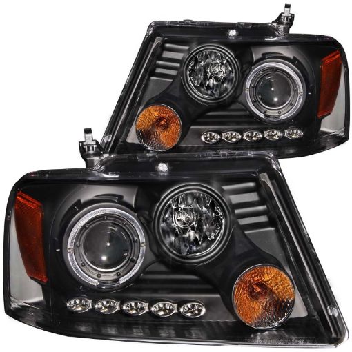 Bild på ANZO 2004 - 2008 Ford F - 150 Projector Headlights w Halo and LED Black G2