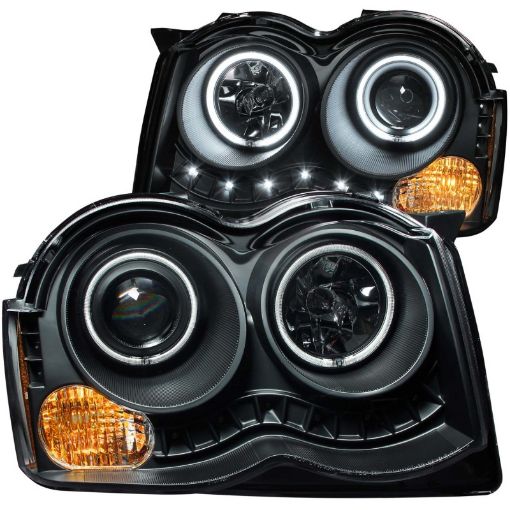 Bild på ANZO 2008 - 2010 Jeep Grand Cherokee Projector Headlights w Halo Black (CCFL)