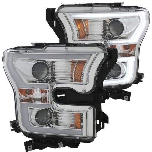 Bild på ANZO 2015 - 2016 Ford F - 150 Projector Headlights w Plank Style Design Chrome w Amber