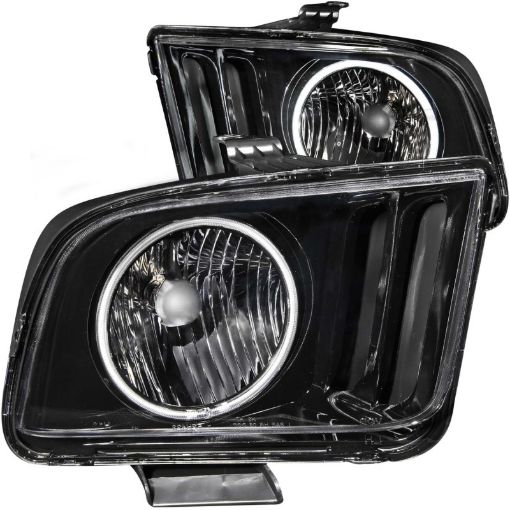 Bild på ANZO 2005 - 2009 Ford Mustang Crystal Headlights w Halo Black (CCFL)