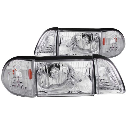 Bild på ANZO 1987 - 1993 Ford Mustang Crystal Headlights Chrome w Corner Lights 2pc