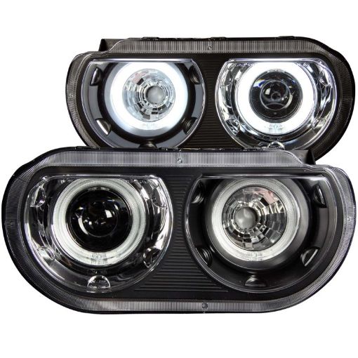 Bild på ANZO 2008 - 2014 Dodge Challenger Projector Headlights w Halo Black (CCFL)