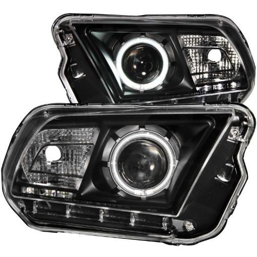 Bild på ANZO 2010 - 2014 Ford Mustang Projector Headlights w Halo Black (CCFL)