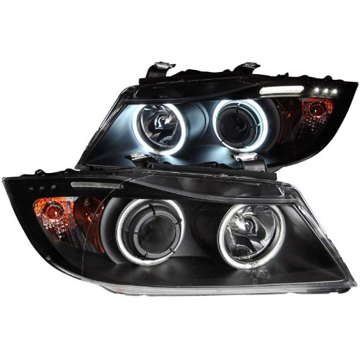 Bild på ANZO 2006 - 2008 BMW 3 Series E90 - E91 Projector Headlights w Halo w LED Bar Black (CCFL)