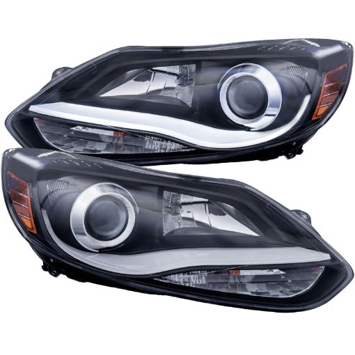 Bild på ANZO 2012 - 2014 Ford Focus Projector Headlights w Plank Style Design Black