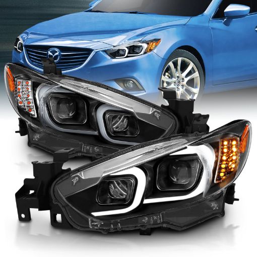 Bild på ANZO 2014 - 2015 Mazda 6 Projector Headlights w Plank Style Design Black