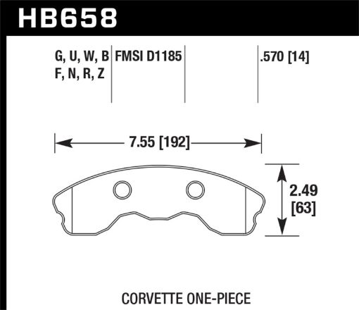 Bild på Hawk DTC - 80 10 - 11 Chevy Corvette Grand Sport 06 - 08 Corvette Z06 (1 piece) Front Race Brake Pads