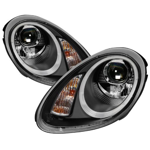 Bild på Spyder Porsche Cayman 05 - 08 Headlights - Halogen Model Only - DRL LED - Black PRO - YD - P98705 - DRL - BK