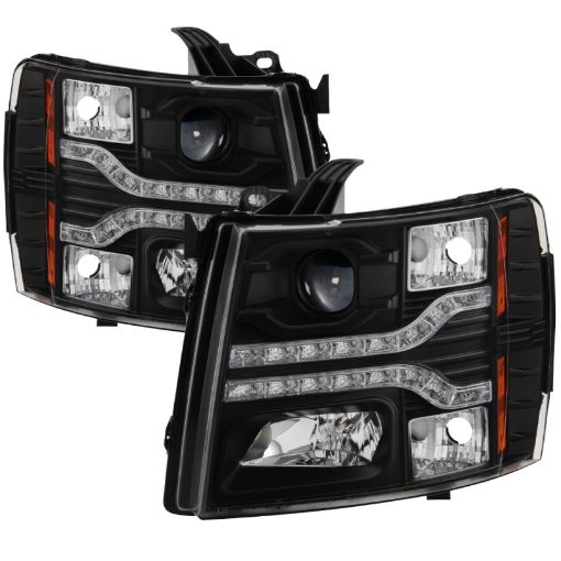 Bild på Spyder Chevy Silverado 1500 07 - 13 V2 Projector Headlights - LED DRL - Black PRO - YD - CS07V2 - DRL - BK