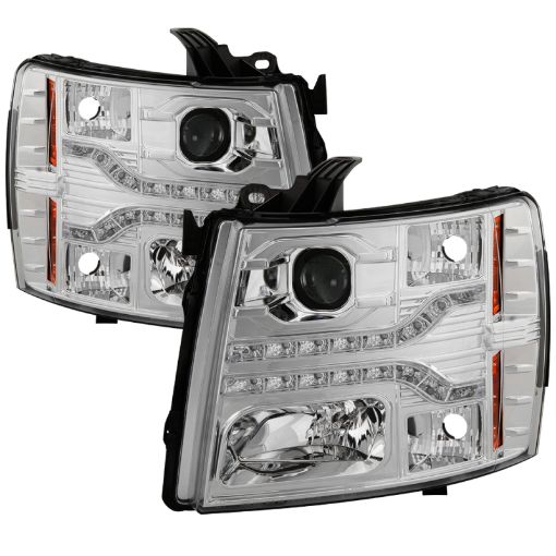 Bild på Spyder Chevy Silverado 1500 07 - 13 V2 Projector Headlights - LED DRL - Chrome PRO - YD - CS07V2 - DRL - C