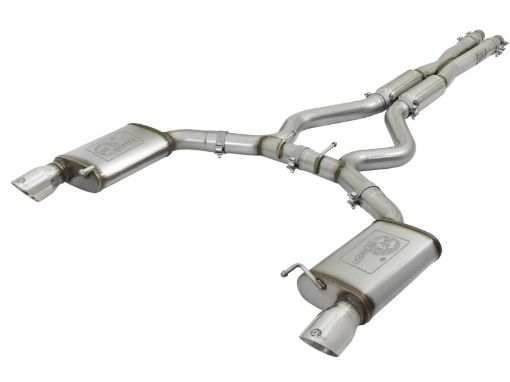 Bild på aFe MACHForce XP 3in Sport Tone Cat - Back Exhausts w Polished Tips 15 - 17 Ford Mustang V6V8