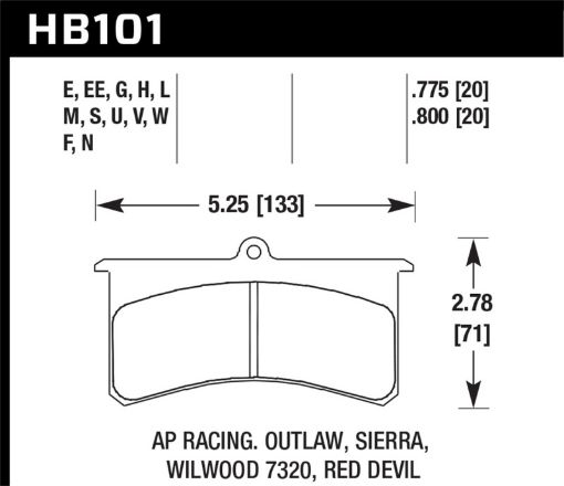 Bild på Hawk Wilwood SL AP Racing Outlaw .8 Inch Super - lite Brake Pad Set