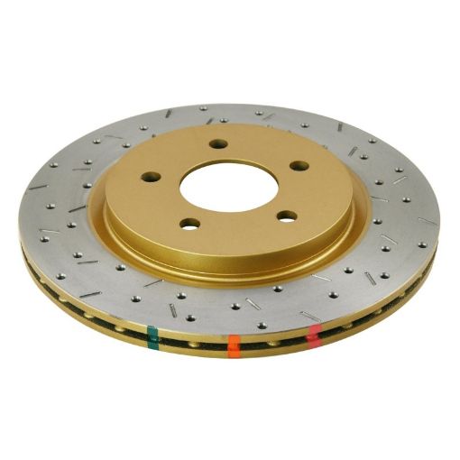 Bild på DBA 05 - 13 Ford Mustang GTV6 Rear Drilled Slotted 4000 Series Rotor w Gold Hat