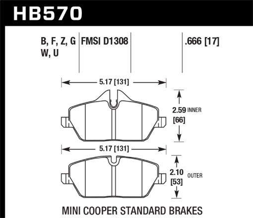 Bild på Hawk 08 Mini Cooper D1308 DTC - 60 Race Front Brake Pads