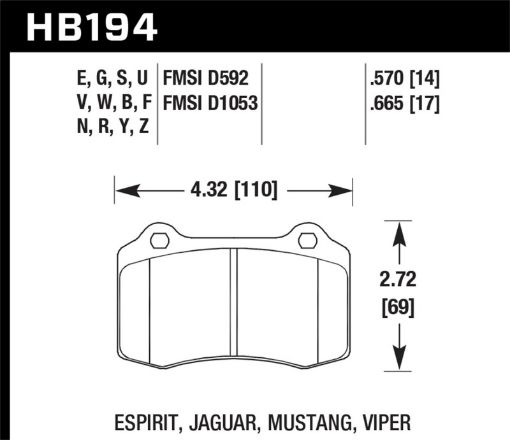 Bild på Hawk 2010 Camaro SS HPS Street Rear Brake Pads