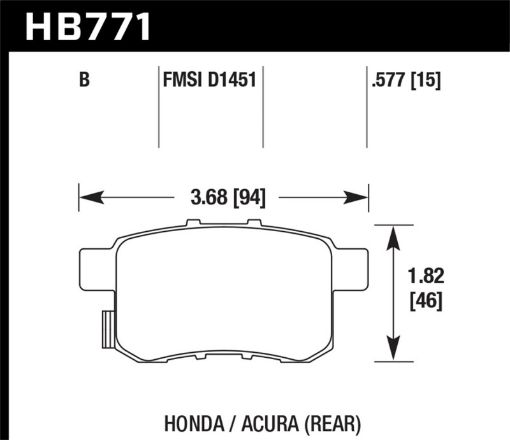 Bild på Hawk 08 - 16 Honda Accord High Performance Street 5.0 Rear Brake Pads