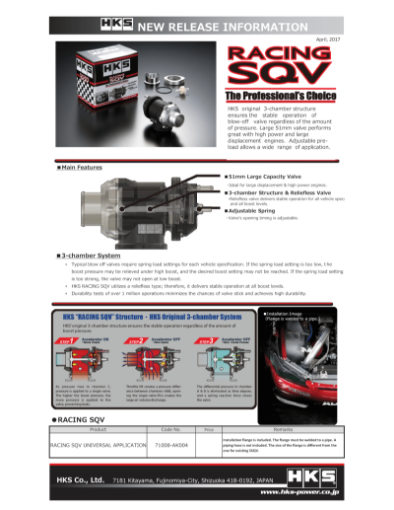 Bild på HKS RACING SQV UNIVERSAL BOV