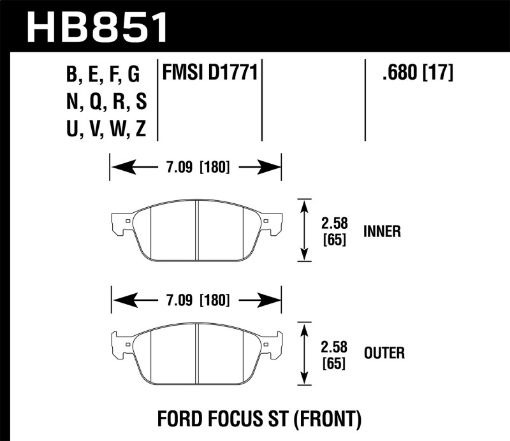 Bild på Hawk 15 - 16 Ford Focus ST DTC - 50 Front Brake Pads