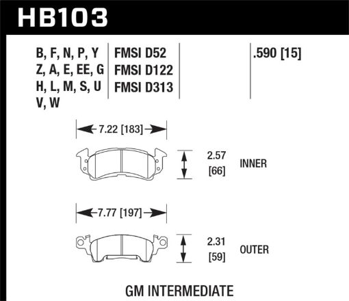 Bild på Hawk 69 - 81 Chevy Camaro Blue 9012 Front Brake Pads