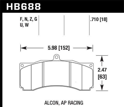 Bild på Hawk AP RacingAlcon Performance Ceramic Racing Front Brake Pads w0.710in Thickness