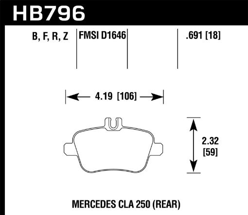 Bild på Hawk 14 - 17 Mercedes - Benz CLA 250 Performance Ceramic Street Rear Brake Pads