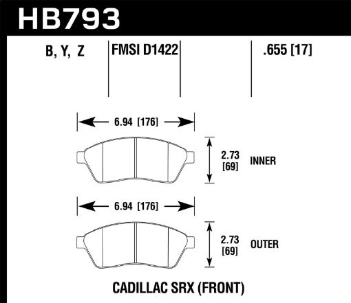 Bild på Hawk 10 - 16 Cadillac SRX LTS Street Front Brake Pads