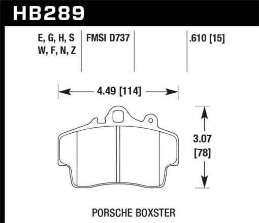 Bild på Hawk 97 - 08 Porsche Boxster DTC - 60 Compound Front Brake Pads