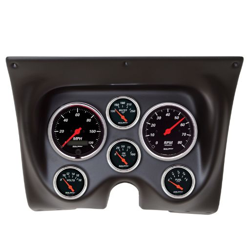 Bild på Autometer Designer Black 67 - 68 CamaroFirebird Dash Kit 6pc Tach MPH Fuel Oil WTMP Volt