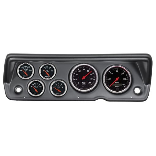 Bild på Autometer Designer Black 70 - 76 DusterDemonDart Dash Kit 6pc Tach MPH Fuel Oil WTMP Volt