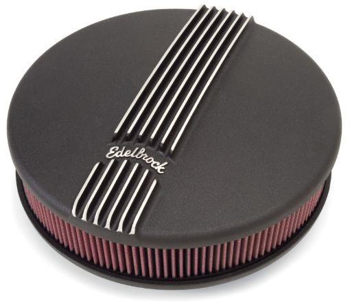 Bild på Edelbrock Air Cleaner Classic Series Round Aluminum Top Cloth Element 14In Dia X 3 9In Black