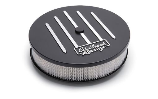 Bild på Edelbrock Air Cleaner Racing Series Round Aluminum Top Cloth Element 14In Dia X 3 125In Dropped Base