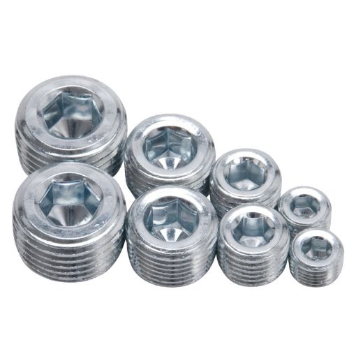 Bild på Edelbrock Fittings Pipe Plug Kit Internal Allen Head 18In 14In 38In 12In NPT Set of 8