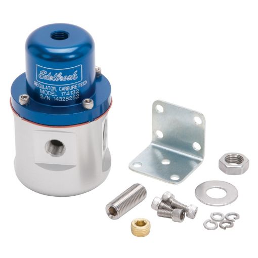 Bild på Edelbrock Fuel Pressure Regulator Carbureted 160 GPH 5 - 10 PSI 38In InOut 38In Return BlueClear