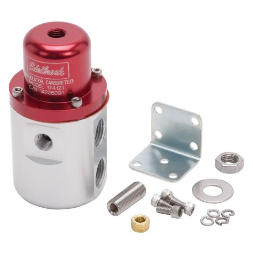 Bild på Edelbrock Fuel Pressure Regulator Carbureted 160 GPH 5 - 10 PSI 38In InOut Retunless RedClear