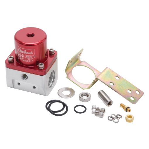 Bild på Edelbrock Fuel Pressure Regulator Carbureted 180 GPH 5 - 10 PSI - 10 InOut - 6 Return RedClear