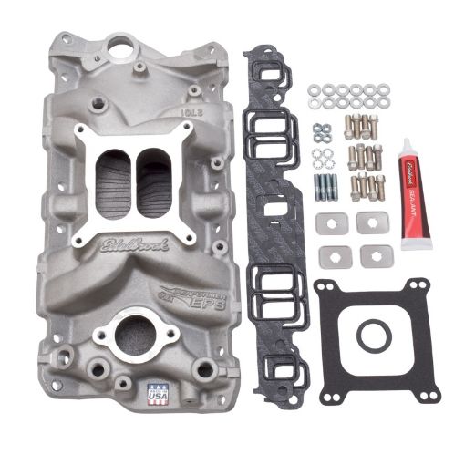 Bild på Edelbrock Manifold w Installation Kit Performer Eps SBC 1957 - 1986 Natural Finish