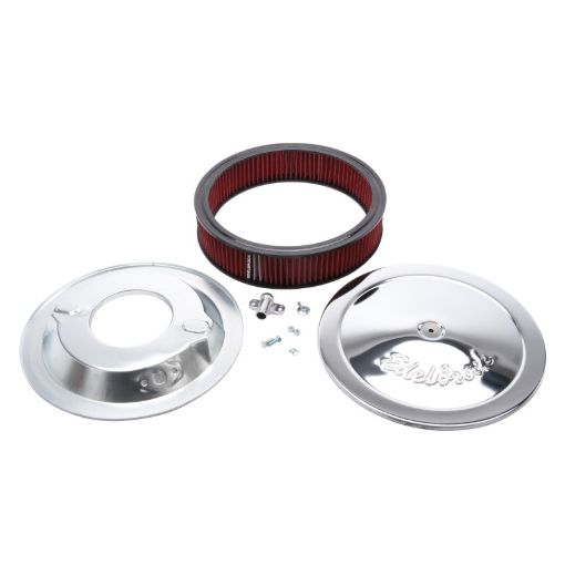 Bild på Edelbrock Air Cleaner Pro - Flo Series Round 14 In Diameter Cloth Element 38In Dropped Base Chrome