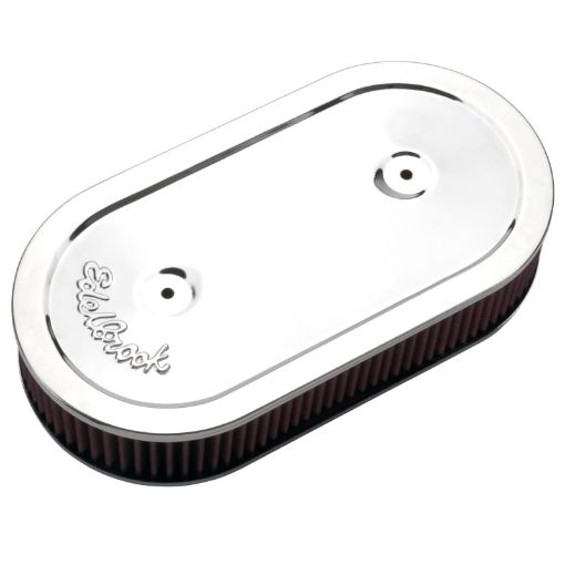 Bild på Edelbrock Air Cleaner Pro - Flo Series Oval Steel Top Cloth Element 13 5In X 7In X 3 5In Chrome