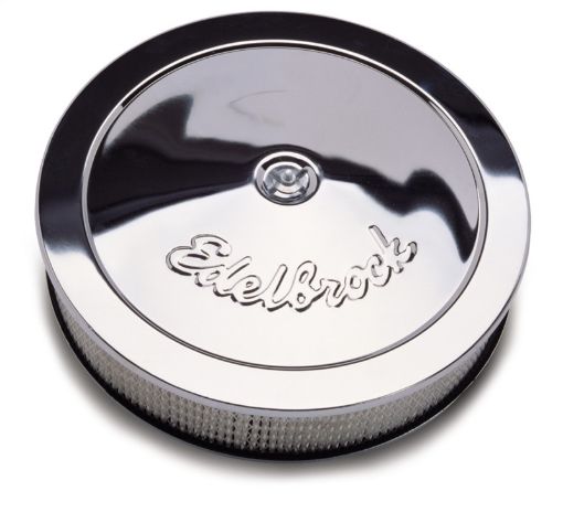 Bild på Edelbrock Air Cleaner Pro - Flo Series Round Steel Top Paper Element 14In Dia X 3 313In Chrome