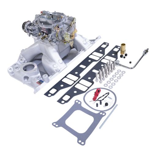 Bild på Edelbrock Manifold And Carb Kit Performer RPM Air - Gap Small Block Chrysler Natural Finish