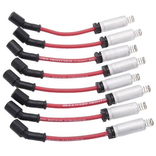 Bild på Edelbrock Spark Plug Wire Set Ls Kit w Metal Sleeves 99 - 15 50 Ohm Resistance Red Wire (Set of 8)