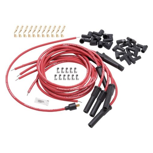 Bild på Edelbrock Spark Plug Wire Set Universal Flex Boots 50 Ohm Resistance 8 65mm Red Wire (Set of 9)