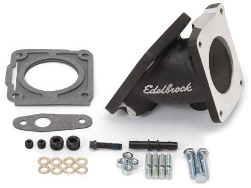 Bild på Edelbrock EFI Throttle Body Adaptor (Elbow) Ford Mustang 94 - 95 w Black Mini Texture Powder Coat