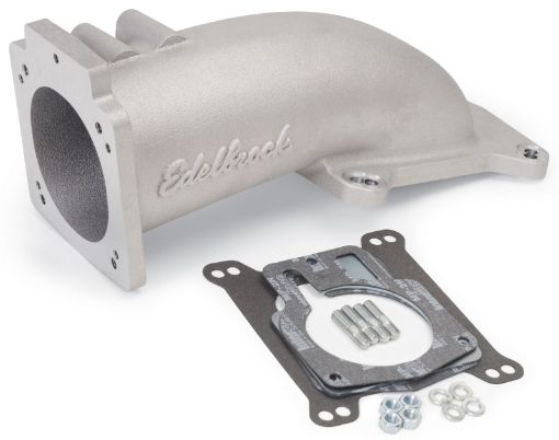 Bild på Edelbrock Ultra Low Profile Intake Elbow 90mm Throttle Body to Square - Bore Flange As - Cast Finish