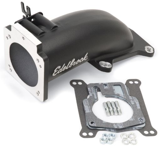 Bild på Edelbrock Ultra Low Profile Intake Elbow 90mm Throttle Body to Square - Bore Flange Black Finish