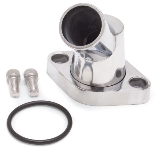 Bild på Edelbrock Waterneck SbcBBC 45 - Degree Two - Piece Cast SwIVel Polished