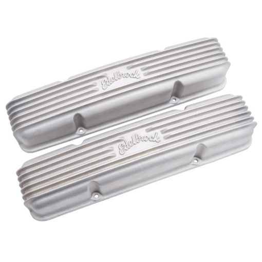 Bild på Edelbrock Valve Cover Classic Series Chevrolet 1959 - 1986 262 - 400 CI V8 w o Breather Holes Satin